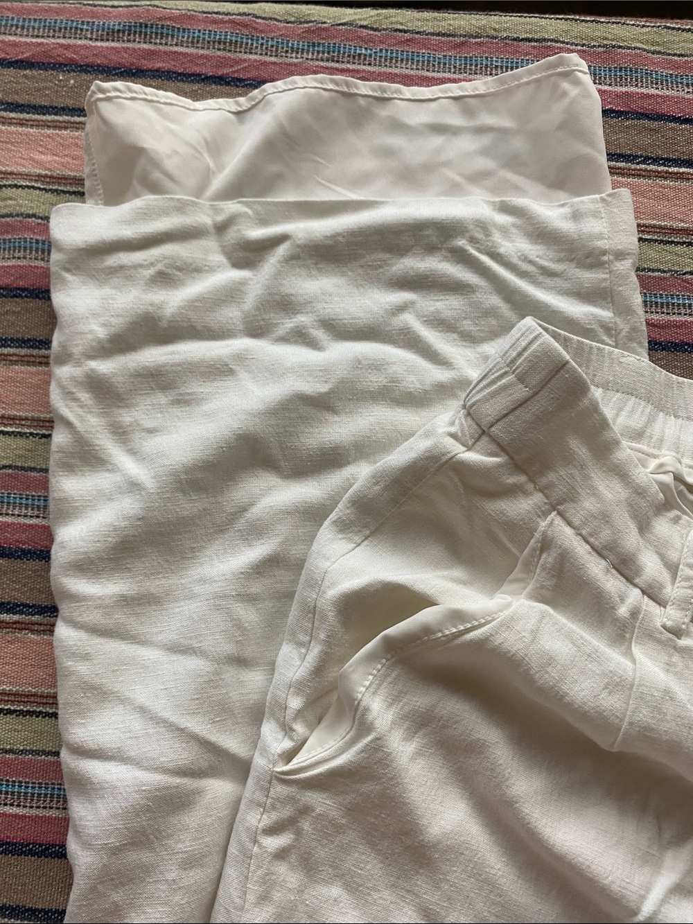 Aqua White Lightweight Linen-Blend Trousers - Picture 5 of 9